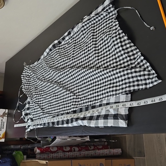 BP. Black White Mixed Check Gingham Sleeveless Wrap Dress Size Medium - Picture 14 of 14
